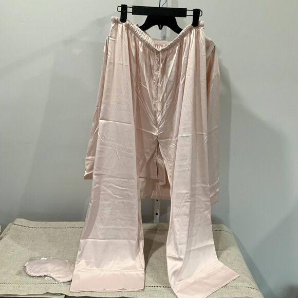 NWT!! Silky Pink 2 Piece Pajama Set with Sleep Mask Size XL - Picture 3 of 11